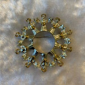 ☘️VTG AVON Angels Gold Tone Halos & Hearts Brooch